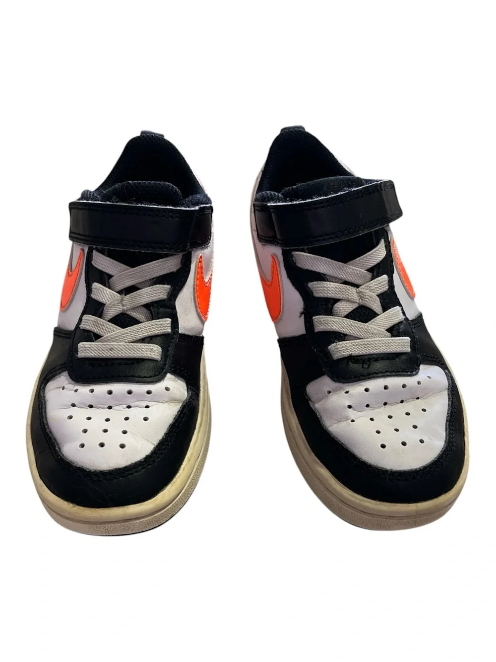 Nike Court Borough Low 2 Kids Sneakers - White/Black/Orange - Size 11.5C
